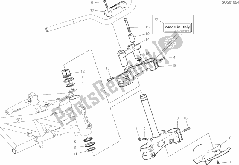 Todas as partes de 21b - Conjunto De Base Da Cabeça De Direção do Ducati Multistrada 1260 ABS 2020